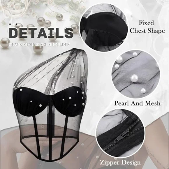 Sheer One Shoulder Bustier Top - Picture 5 of 5